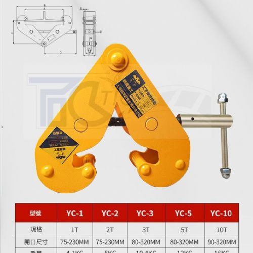 TIG啟思工業 鋼軌夾 工字鐵夾 安全母索 鋼軌夾鉗 鋼結構安全夾 C型夾/使用於 鏈條吊車 手拉吊車 小金鋼