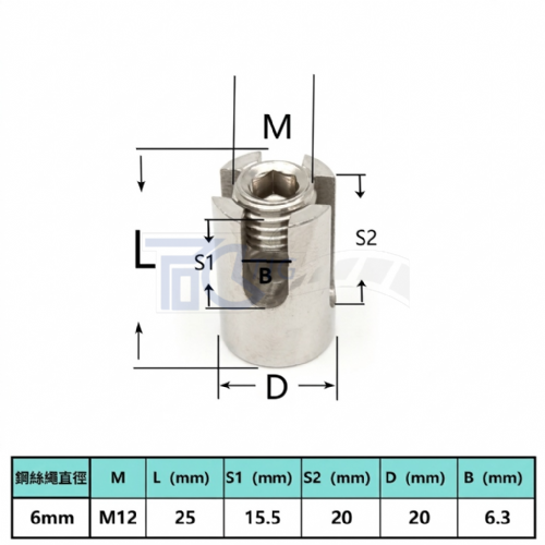 304十字固定器 鋼索十字扣(M2~M8)